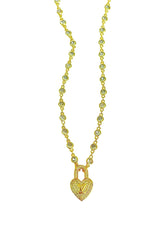 CZ Heart Lock Necklace
