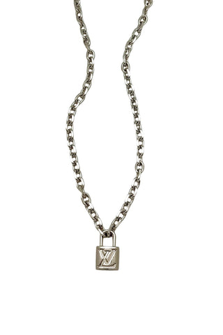 LV Silver Lock Necklace