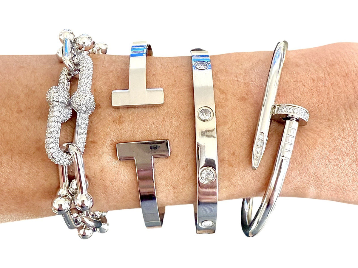 T-shape Silver Bracelet