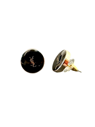 YSL Black Button Earrings
