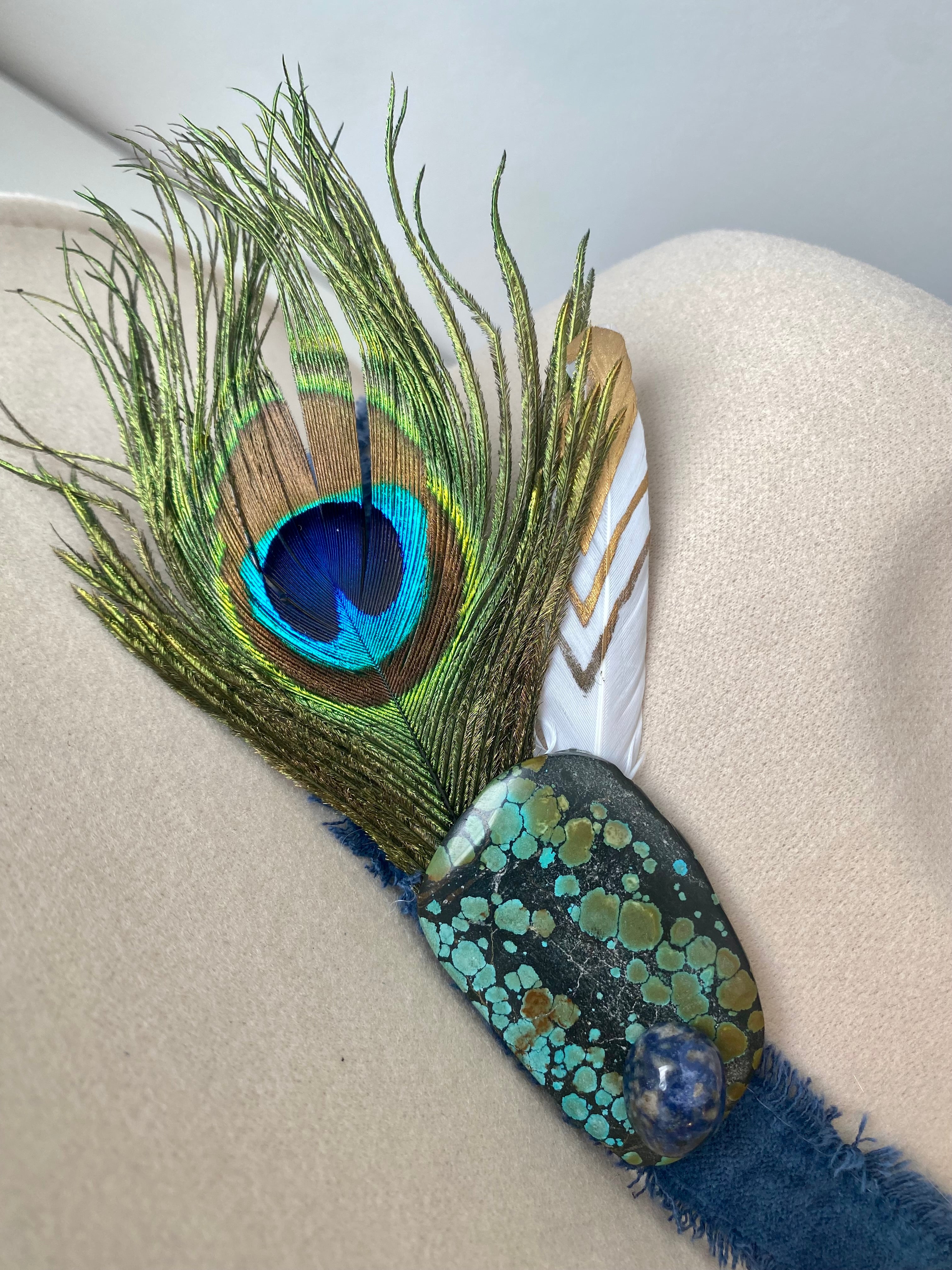 Blue Peacock & Turquoise Hat