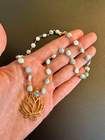 Larimar Lotus Necklace