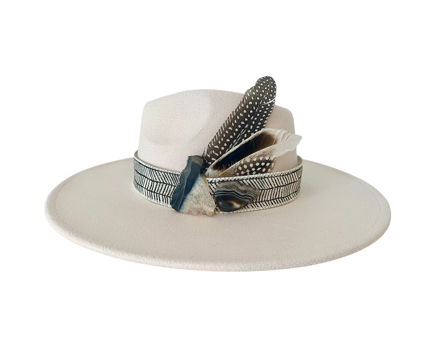 Brown & White Agate Hat