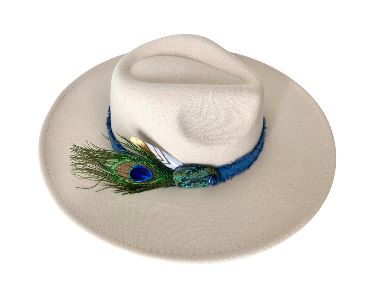 Blue Peacock & Turquoise Hat