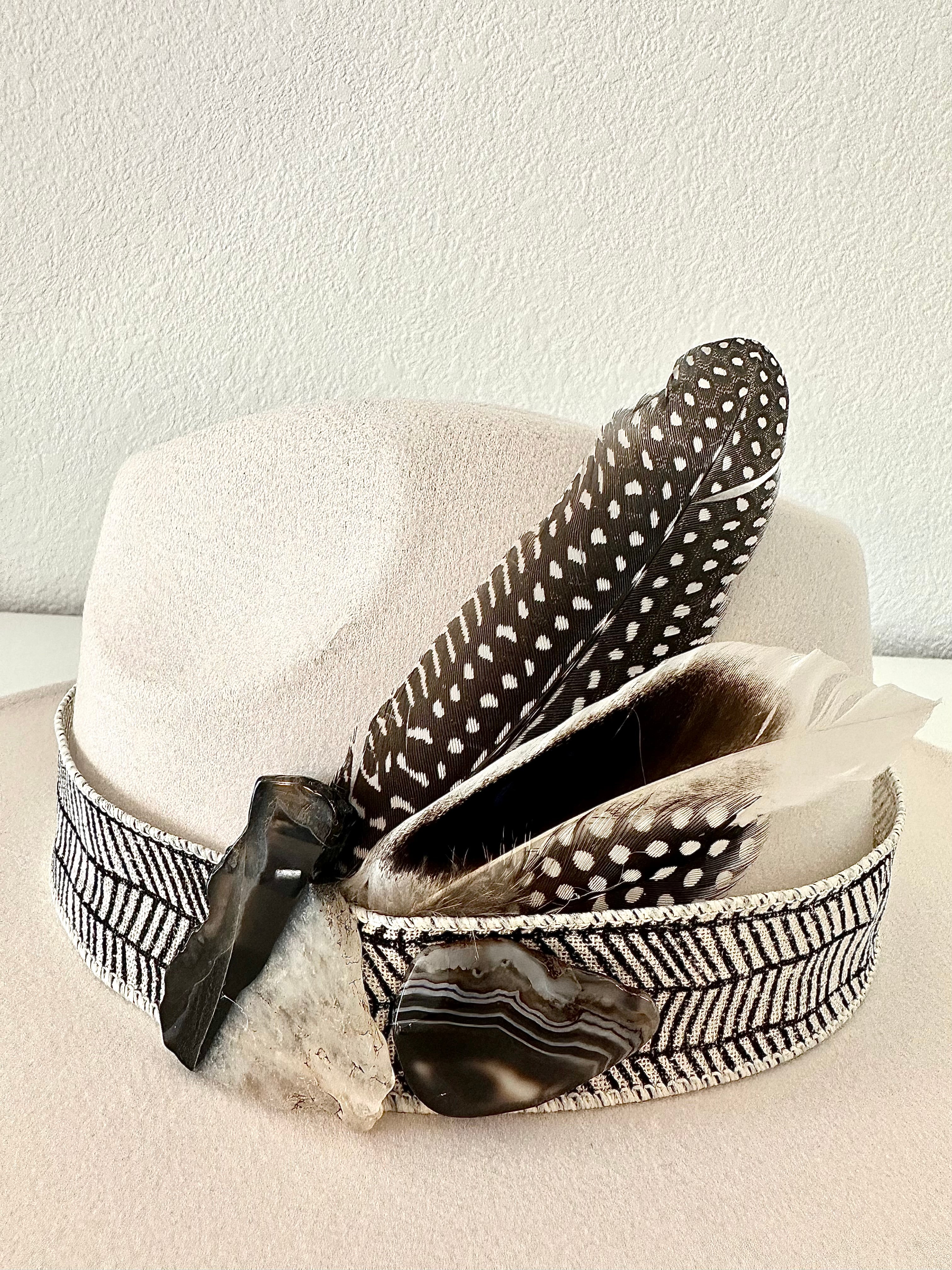 Brown & White Agate Hat