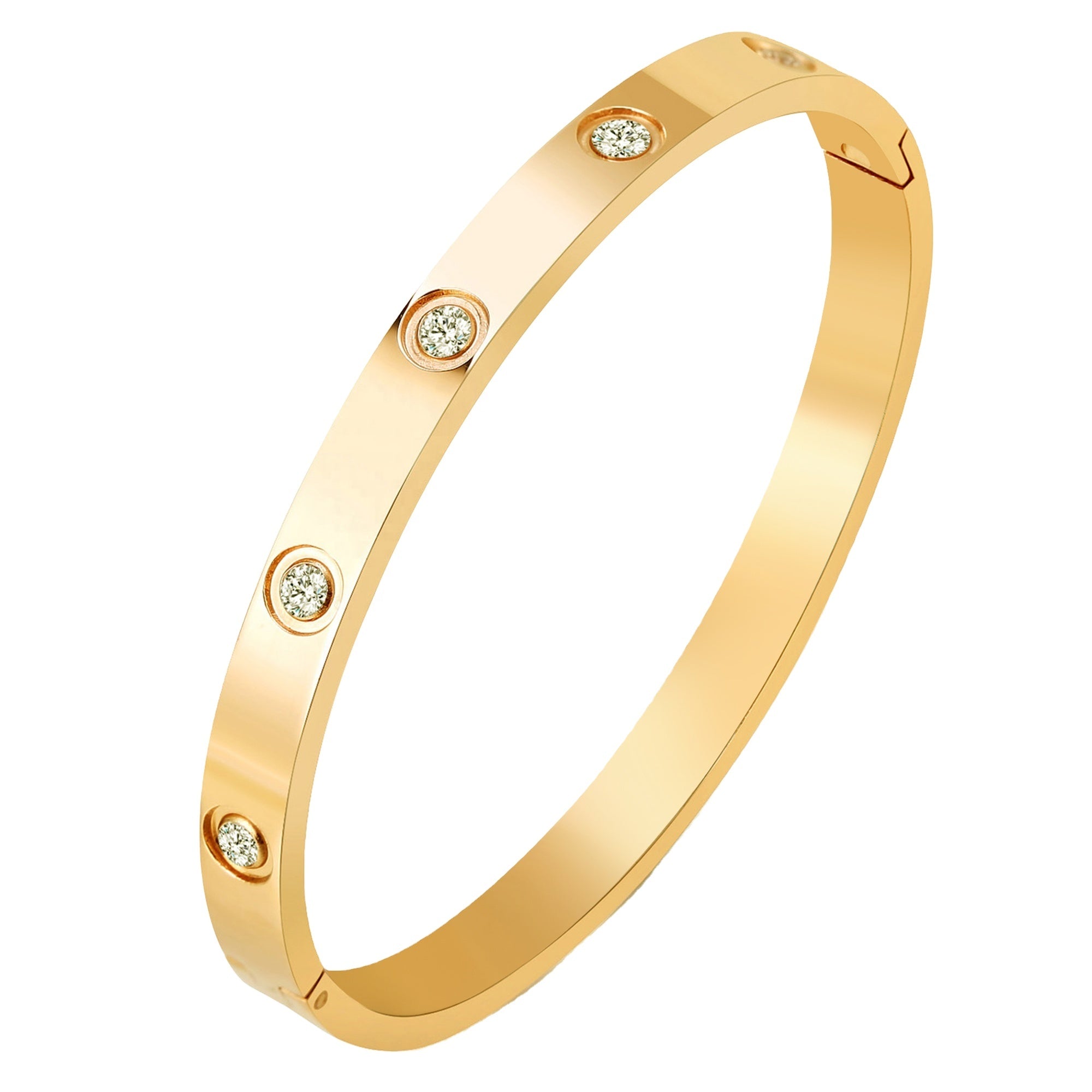 8 Crystal Yellow Gold Love Eternity Bracelet
