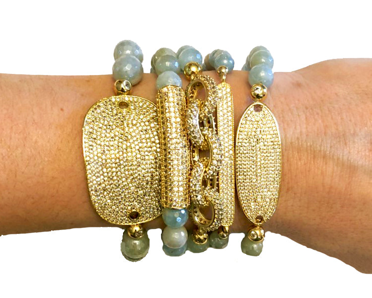 Shiny Aqua Gold CZ Bling bracelets