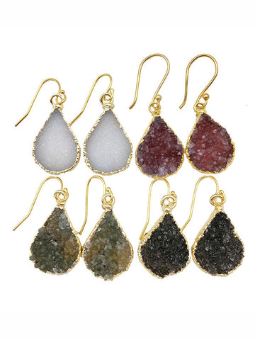 Double Druzy Teardrop Earrings