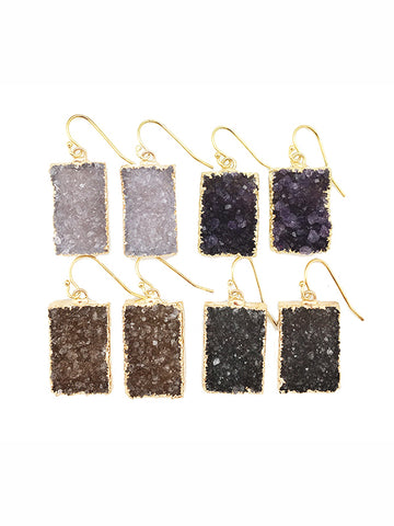 Double Druzy Rectangle Earrings