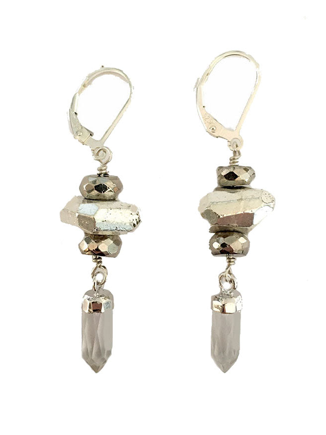 Silver Crystal Drop Earrings