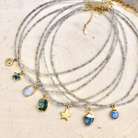 Labradorite Gemstone Charm Necklace