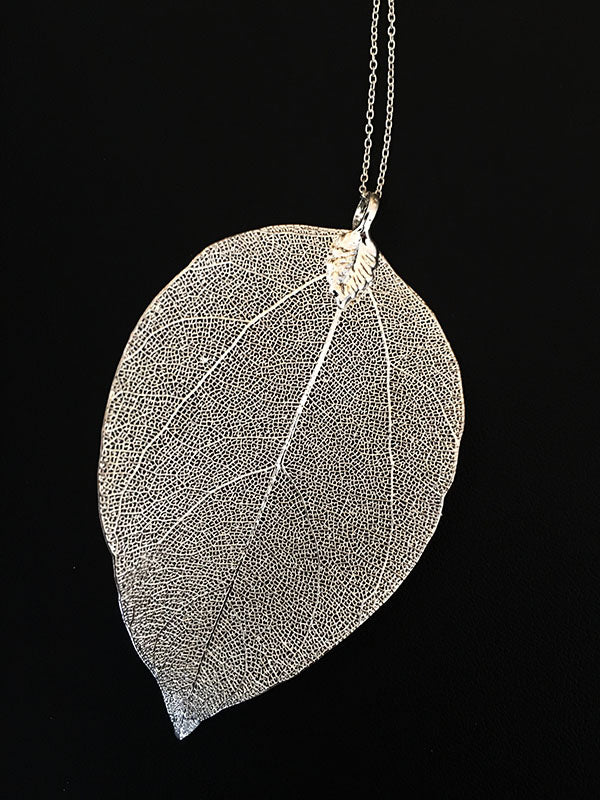 Large Silver Leaf Necklace