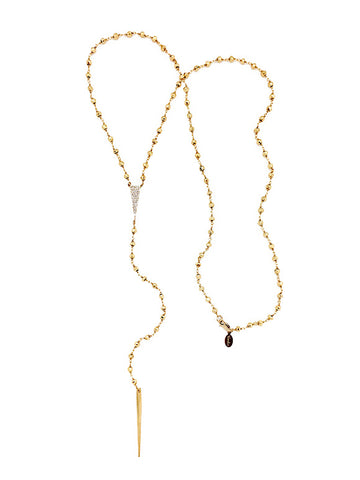 Golden Tri-CZ Lariat Necklace