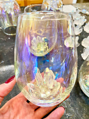 Set of 4 Aura Crystal Stemless Wine Glasses