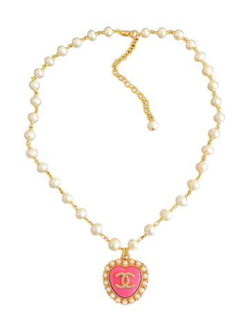 CC Pink Heart Button Necklace – Cimber Designs