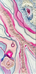 3D Pink Floral Geode Resin Art 24x48