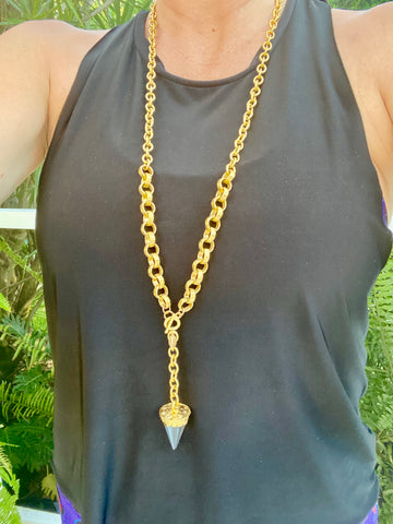Gold Quartz Y-Style Necklace
