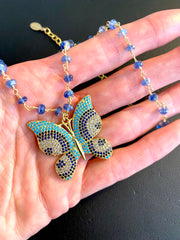 Large Blue Butterfly Necklace