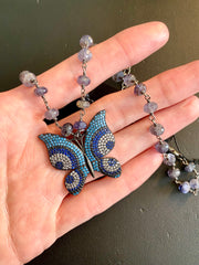 Dark Blue Butterfly Necklace