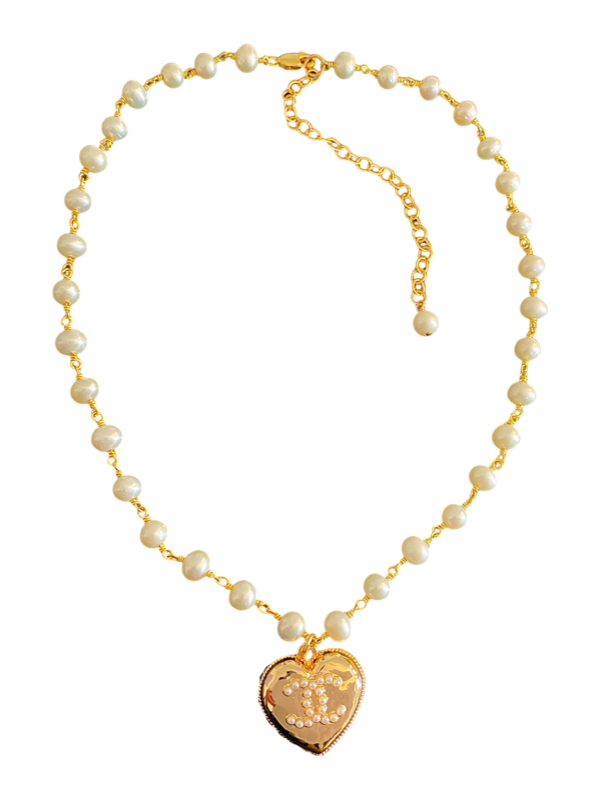 CC Gold Heart Button Necklace